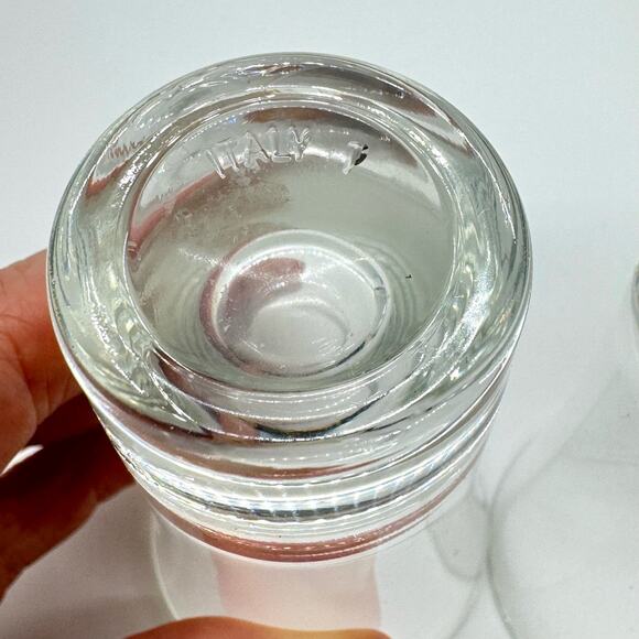 Set of 2 Italian Shot Glasses Liqueur Tumbler Clear Retro Bar Made in Italy 2 Oz - Picture 4 of 5